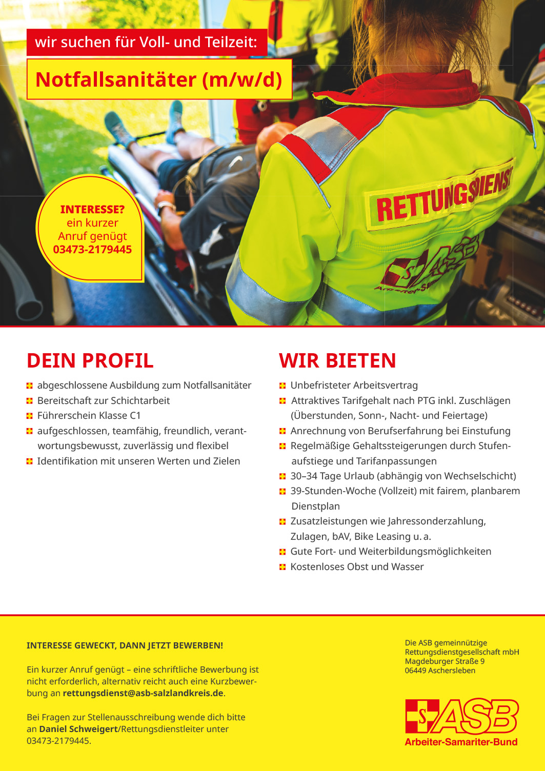 Stellenauschreibung Notfallsanitäter